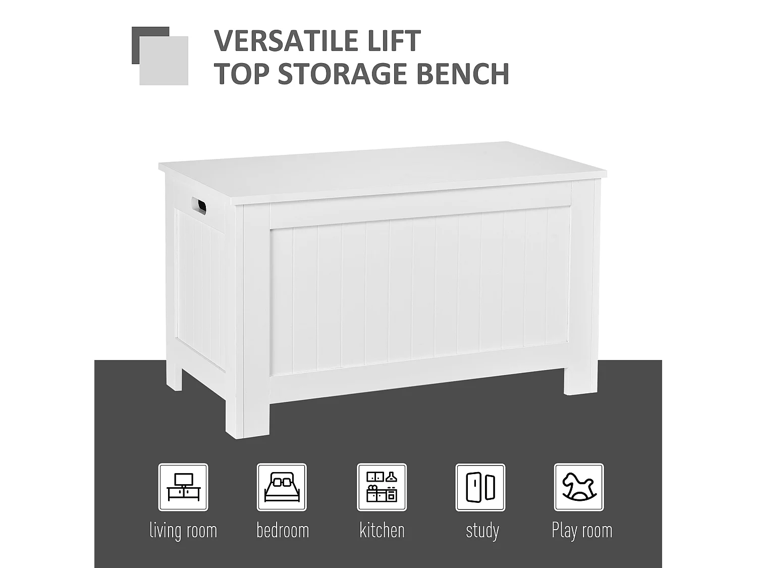 Loro Farmhouse White Lift Top Storage Chest with Safety Hinges