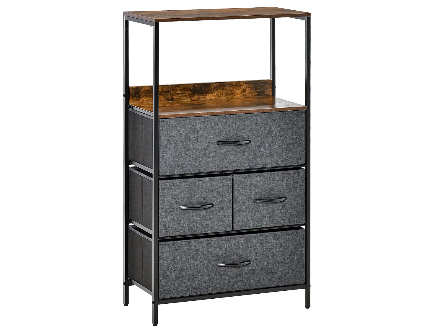 Lolula Black 4 Drawer Storage Chest with Open Shelves