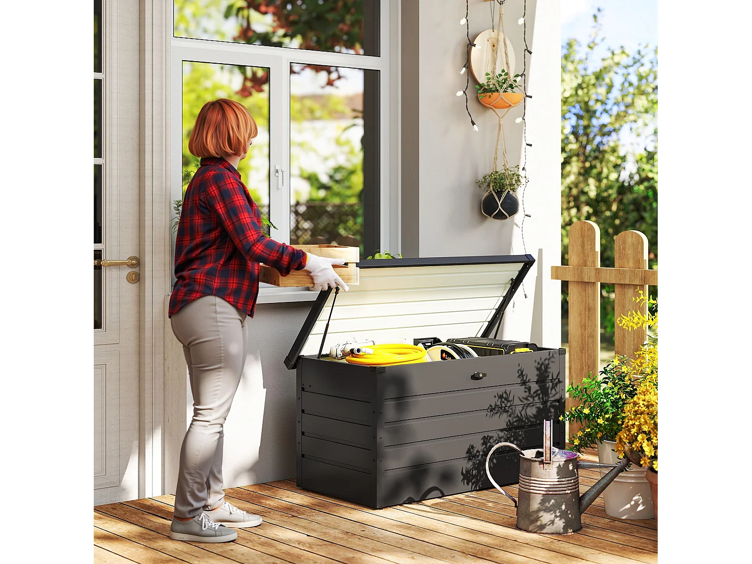 Ronamo Dark Grey Galvanised Steel Garden Storage Box 311 Litre