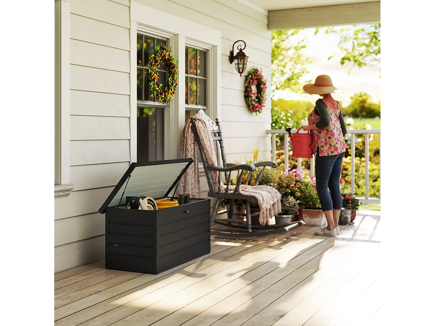Ronamo Dark Grey Galvanised Steel Garden Storage Box 311 Litre