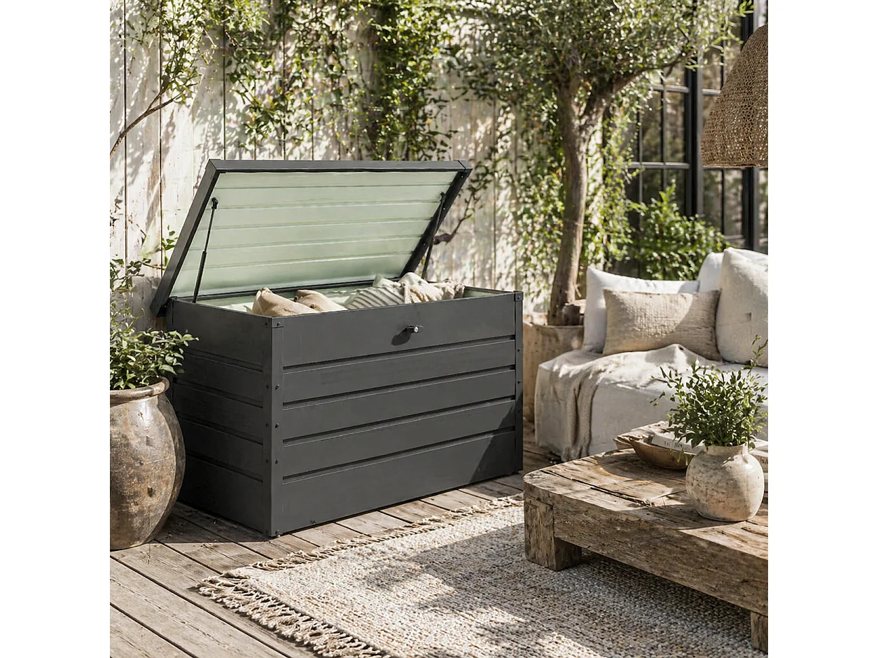 Ronamo Dark Grey Galvanised Steel Garden Storage Box 311 Litre