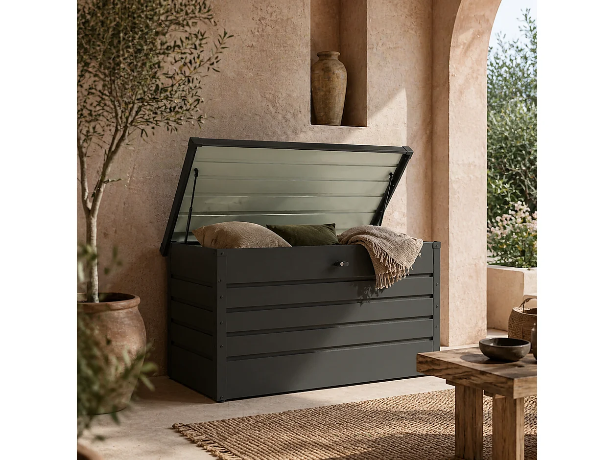 Ronamo Dark Grey Galvanised Steel Garden Storage Box 311 Litre
