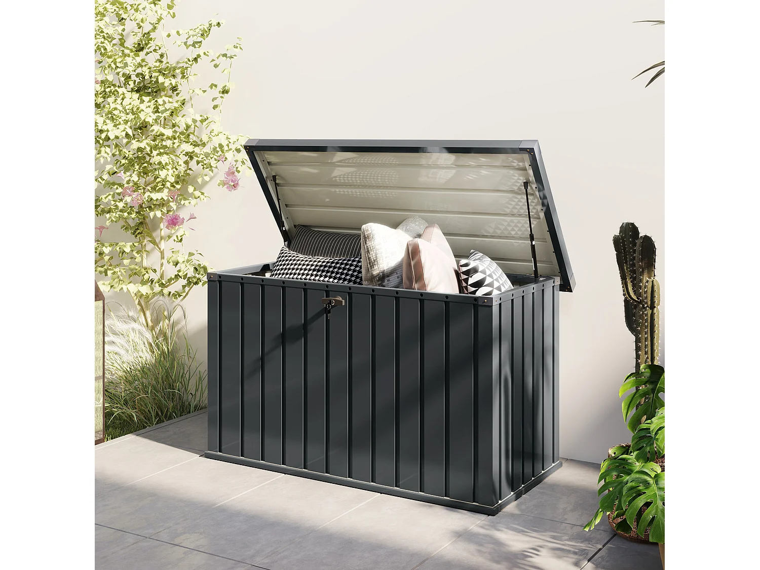 Firane Rafi 400L Galvanised Steel Outdoor Storage Box Dark Grey