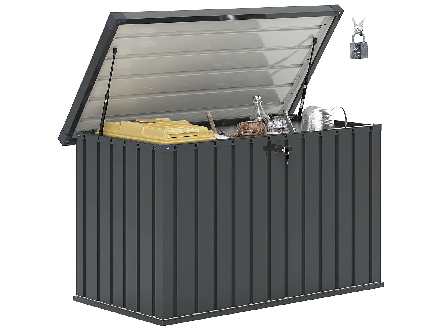 Firane Rafi 400L Galvanised Steel Outdoor Storage Box Dark Grey