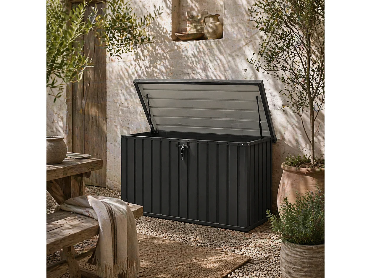 Firane Rafi 400L Galvanised Steel Outdoor Storage Box Dark Grey