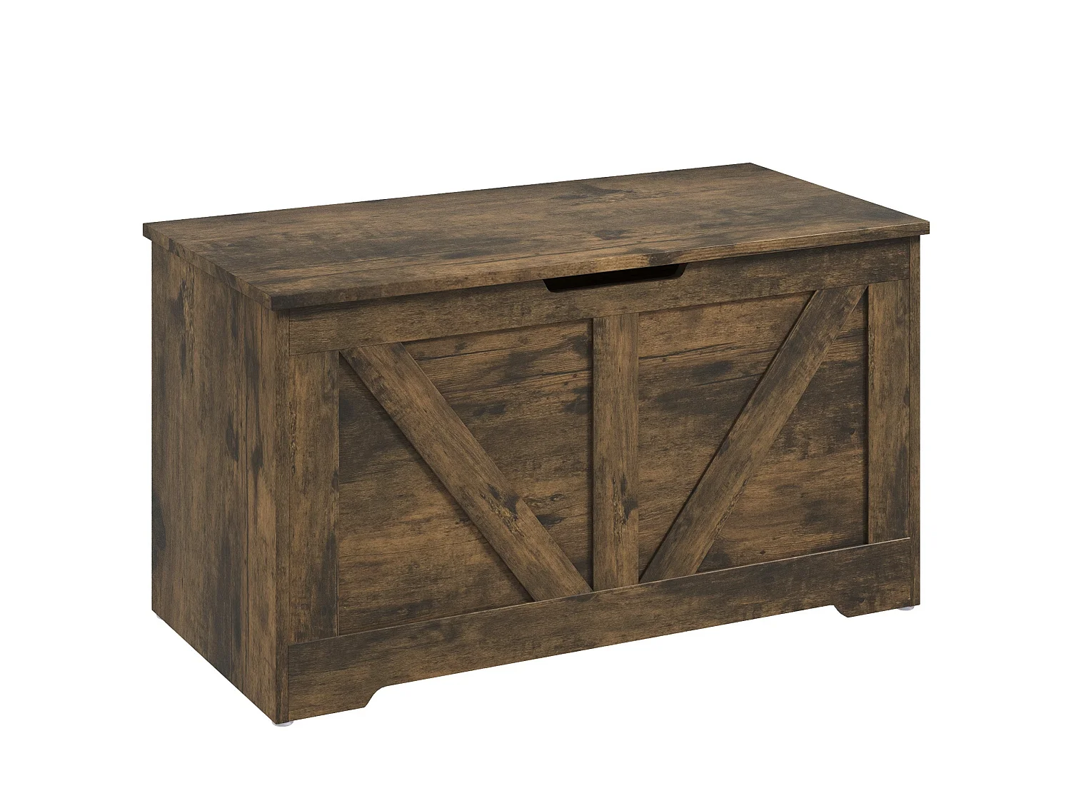 Ledilu Rustic Brown Wood Effect Storage Chest with Safety Hinge 100 Litre