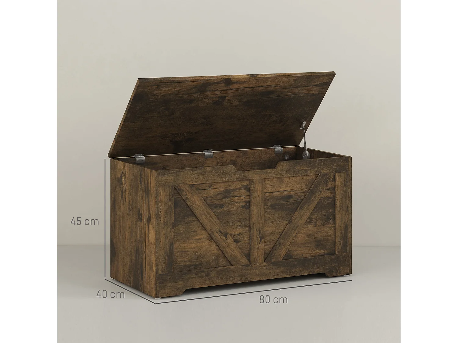 Ledilu Rustic Brown Wood Effect Storage Chest with Safety Hinge 100 Litre