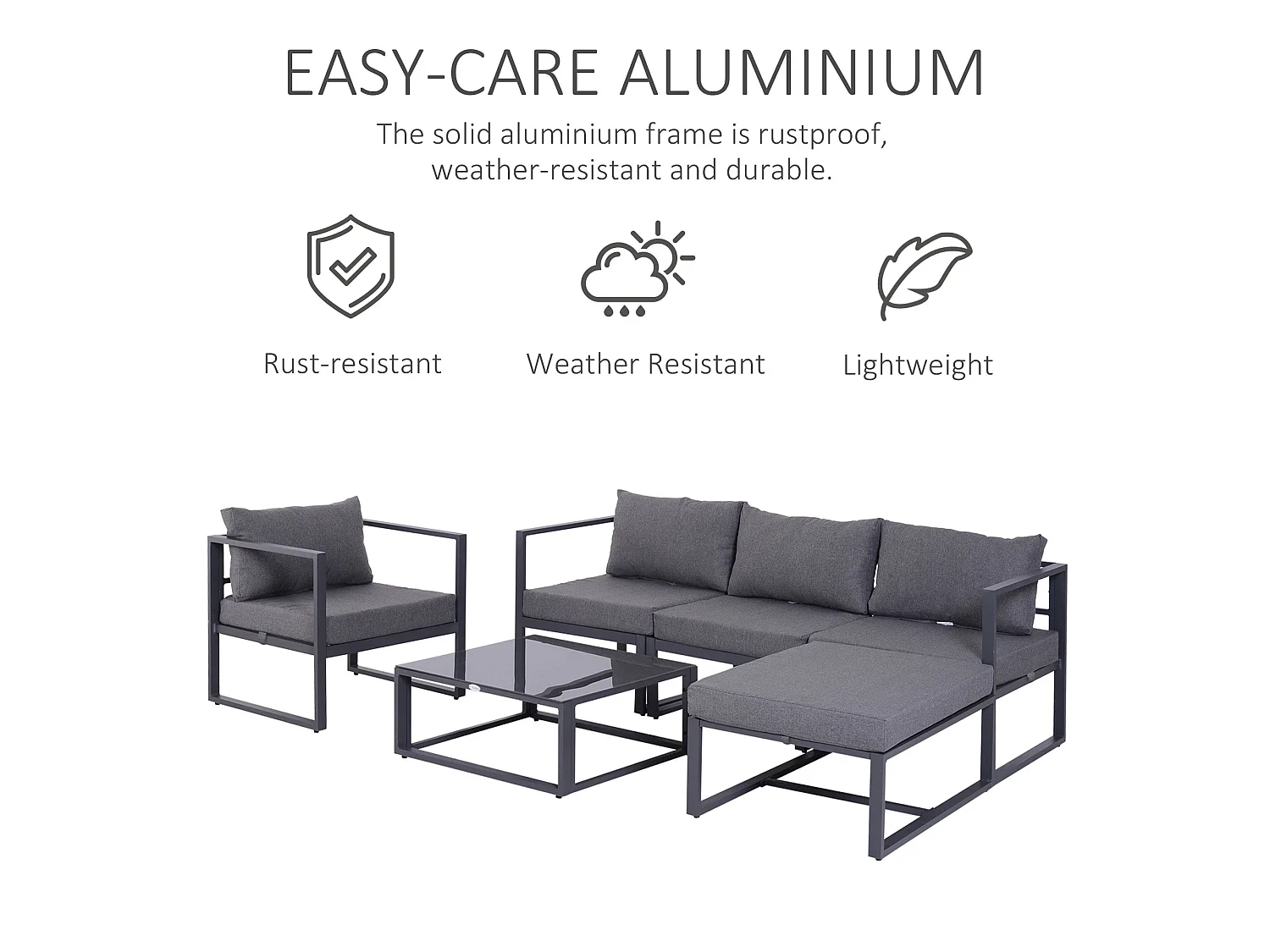 Nimavi 6 Seater Modular Outdoor Sofa Set with Coffee Table and Footstool
