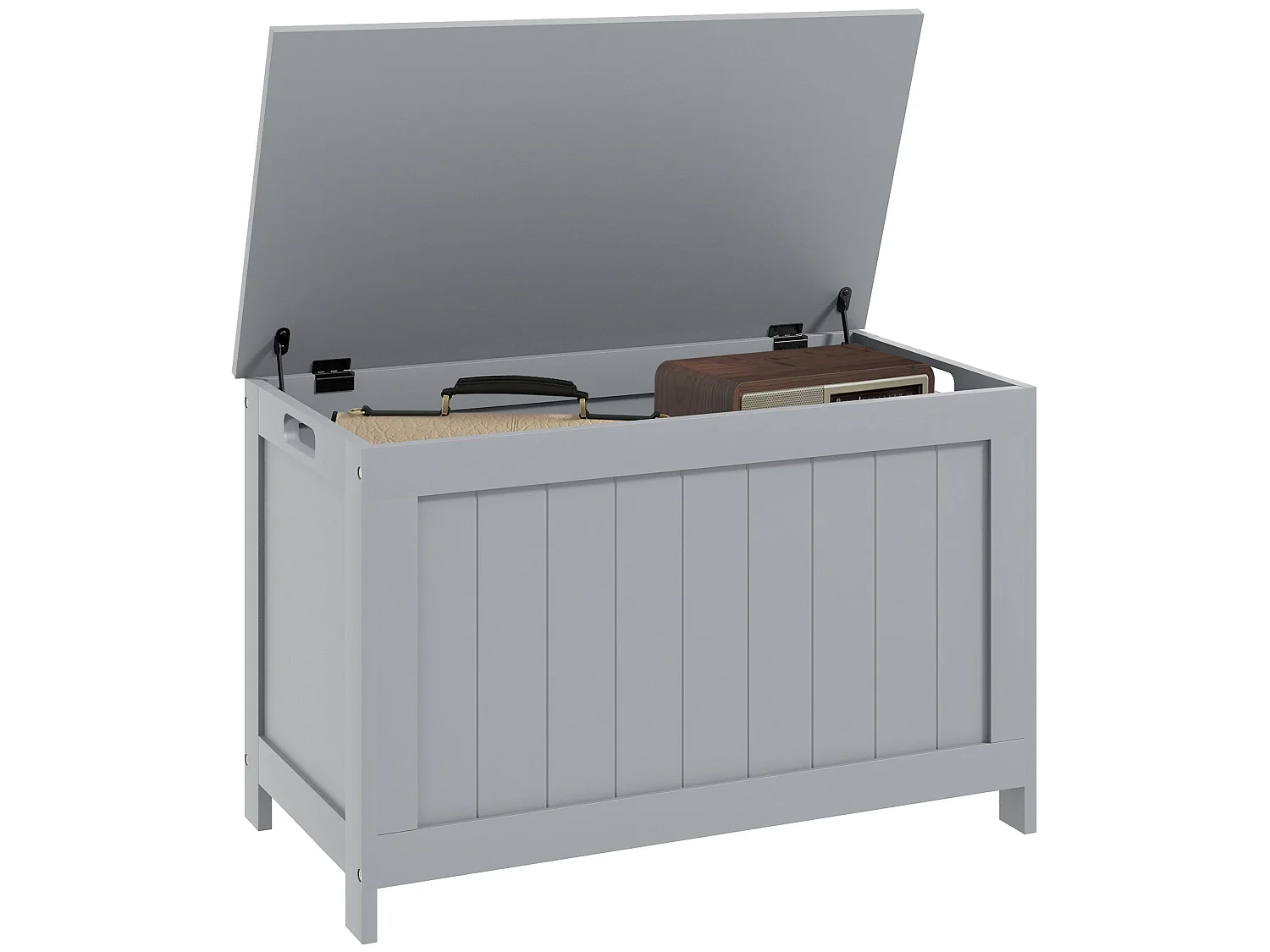 Halumo Grey Panelled MDF Blanket Storage Chest