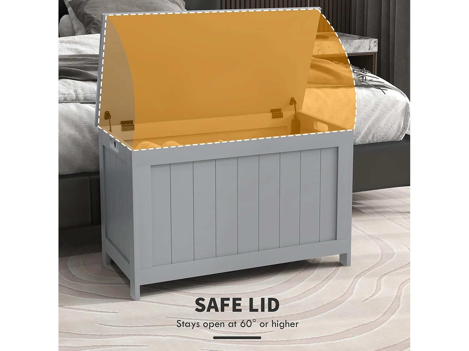 Halumo Grey Panelled MDF Blanket Storage Chest