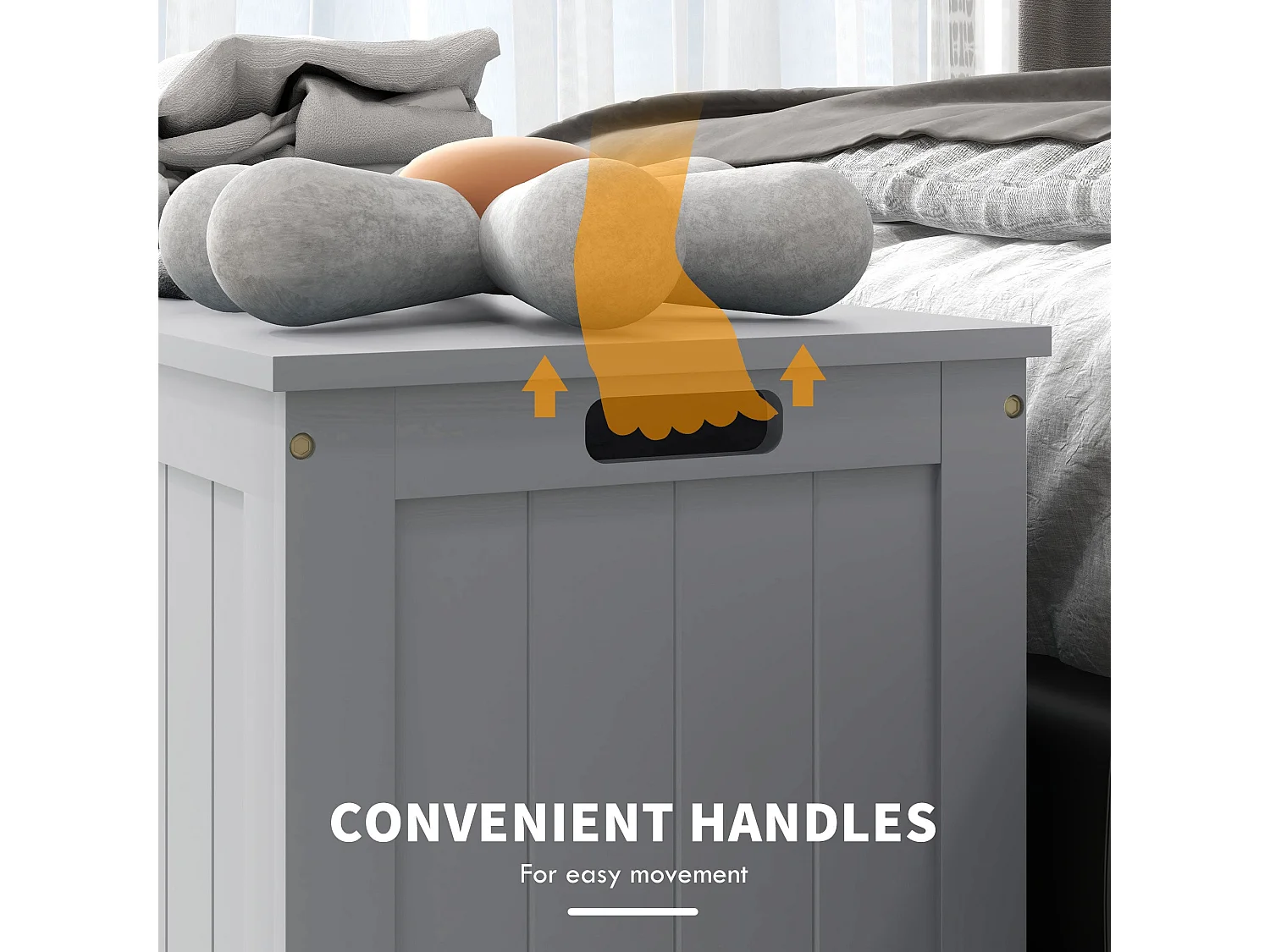 Halumo Grey Panelled MDF Blanket Storage Chest