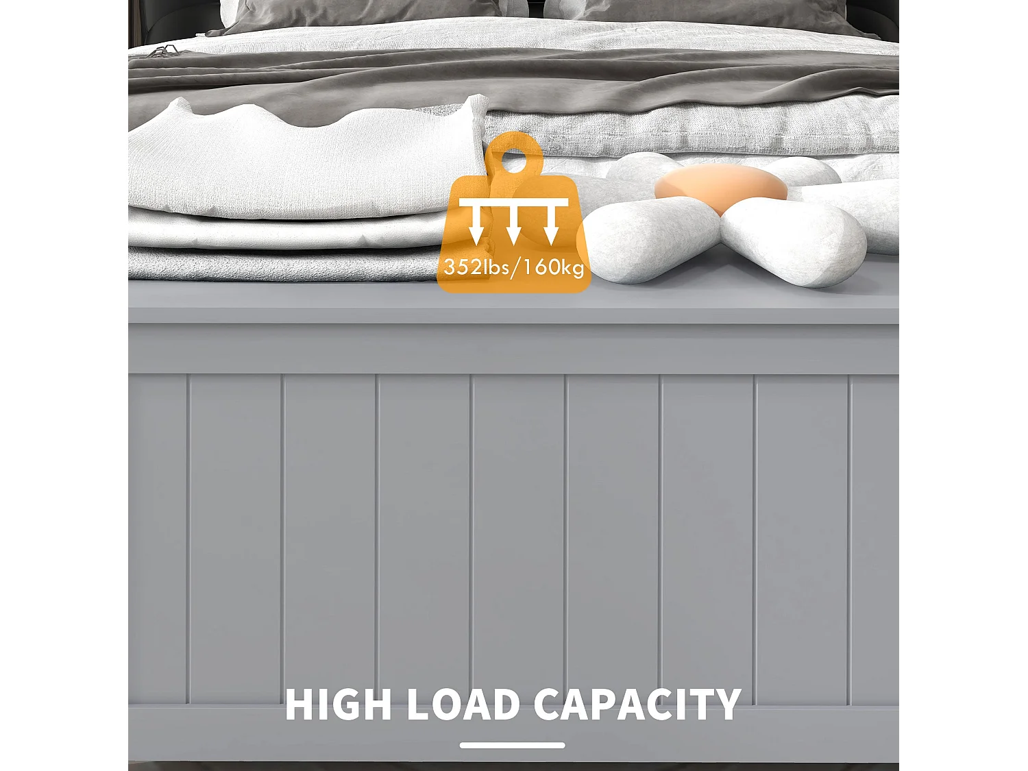 Halumo Grey Panelled MDF Blanket Storage Chest