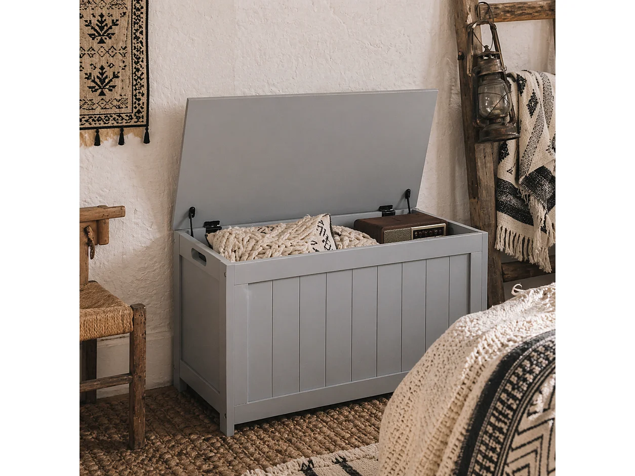 Halumo Grey Panelled MDF Blanket Storage Chest