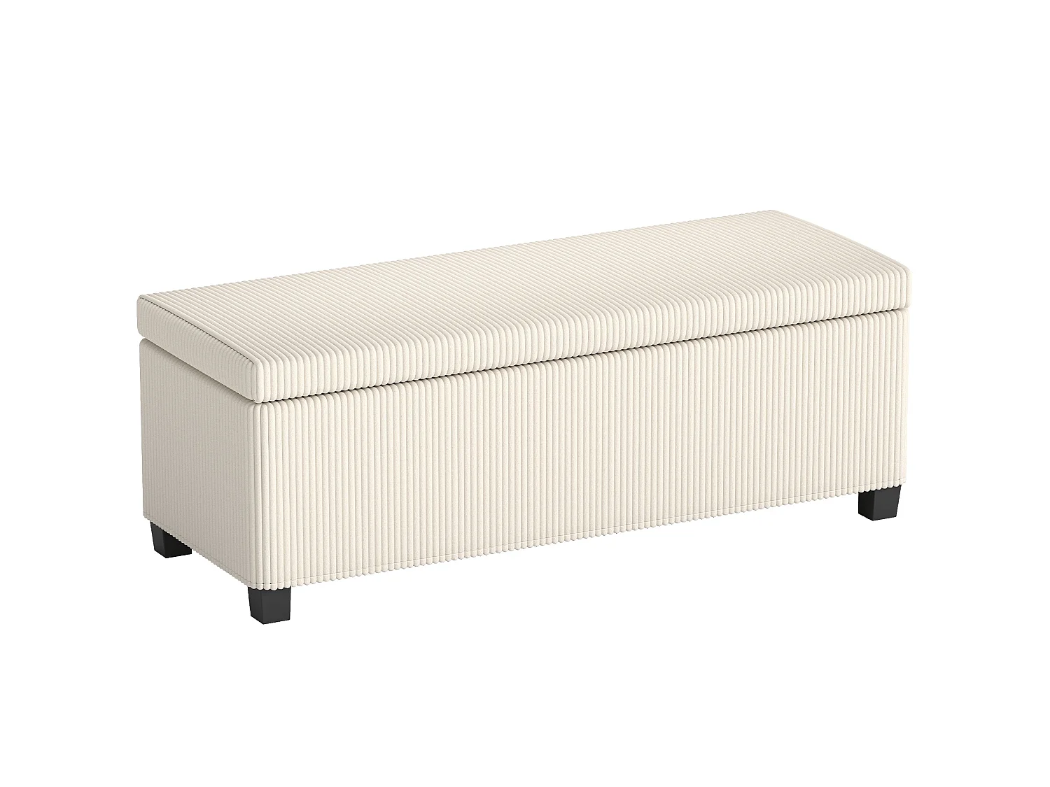 Toha Beige Corduroy Storage Ottoman Bench Removable Lid Steel Frame