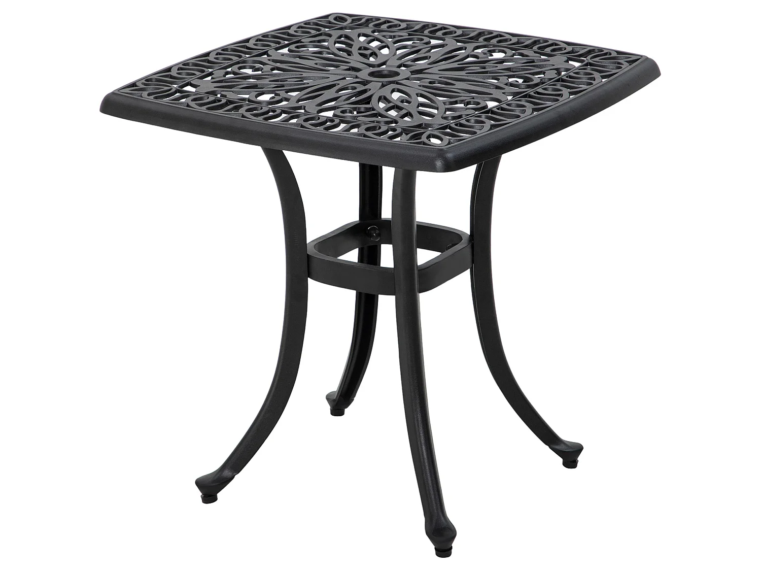 Dodo Cast Aluminium Black Square Bistro Table 53x53cm with Umbrella Hole