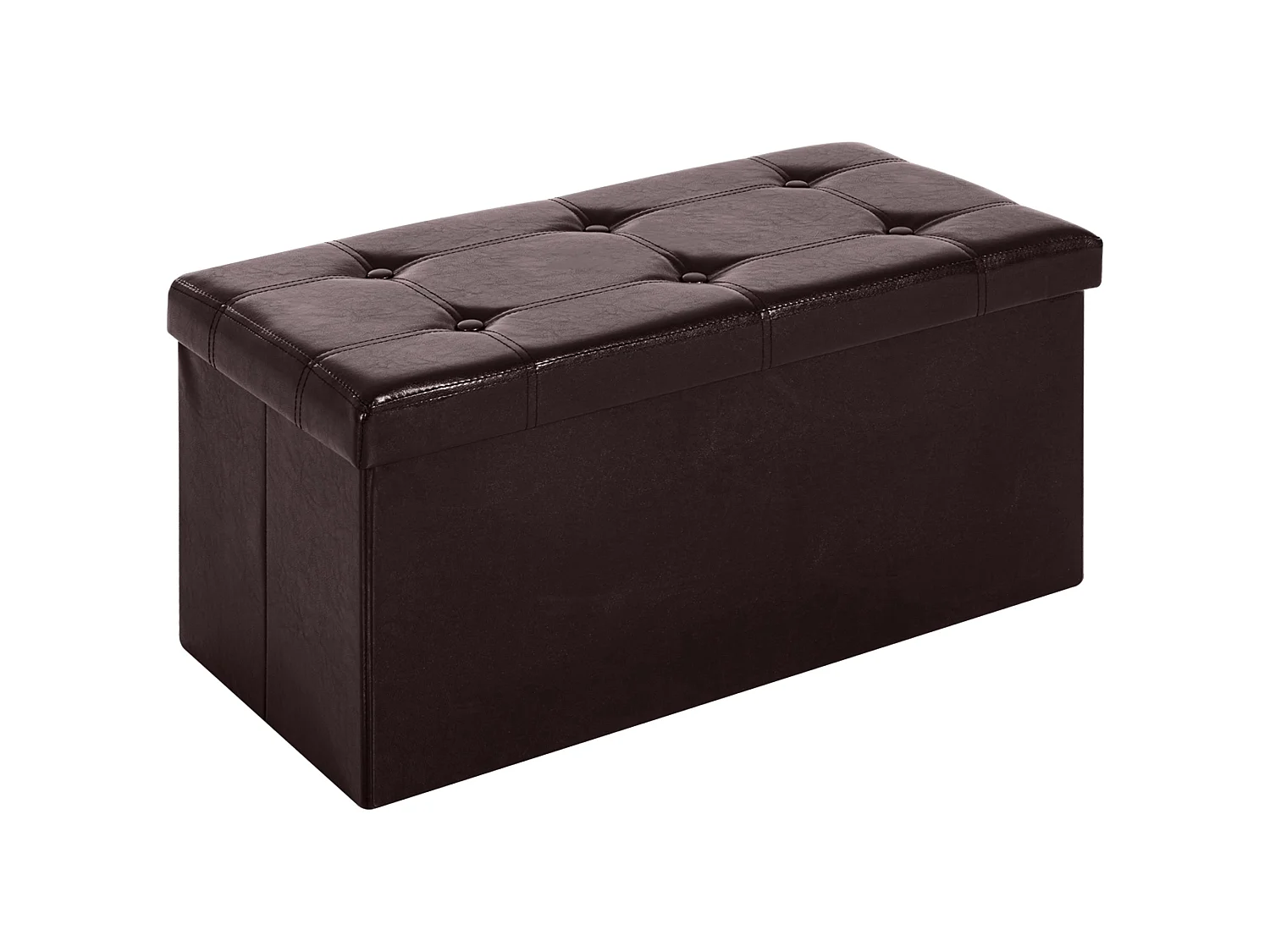 Sahapa Brown Faux Leather Folding Storage Ottoman Bench with Lift Up Lid