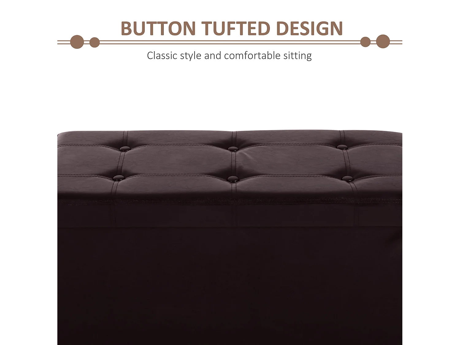 Sahapa Brown Faux Leather Folding Storage Ottoman Bench with Lift Up Lid