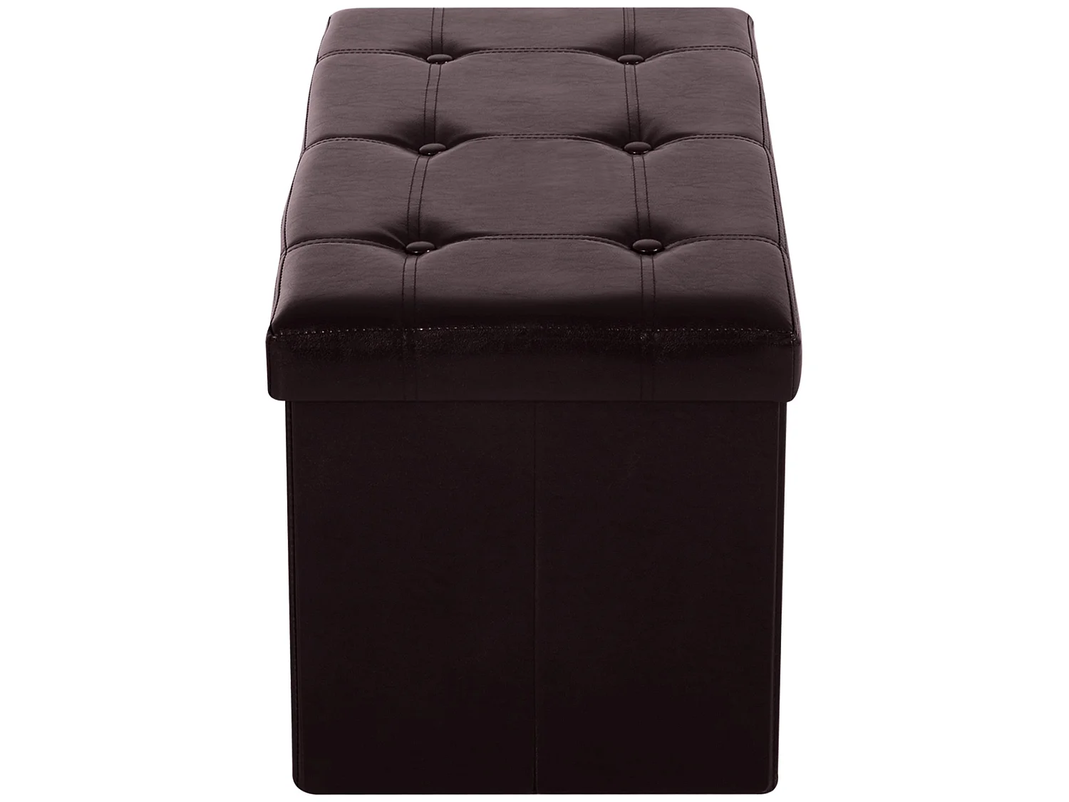 Sahapa Brown Faux Leather Folding Storage Ottoman Bench with Lift Up Lid