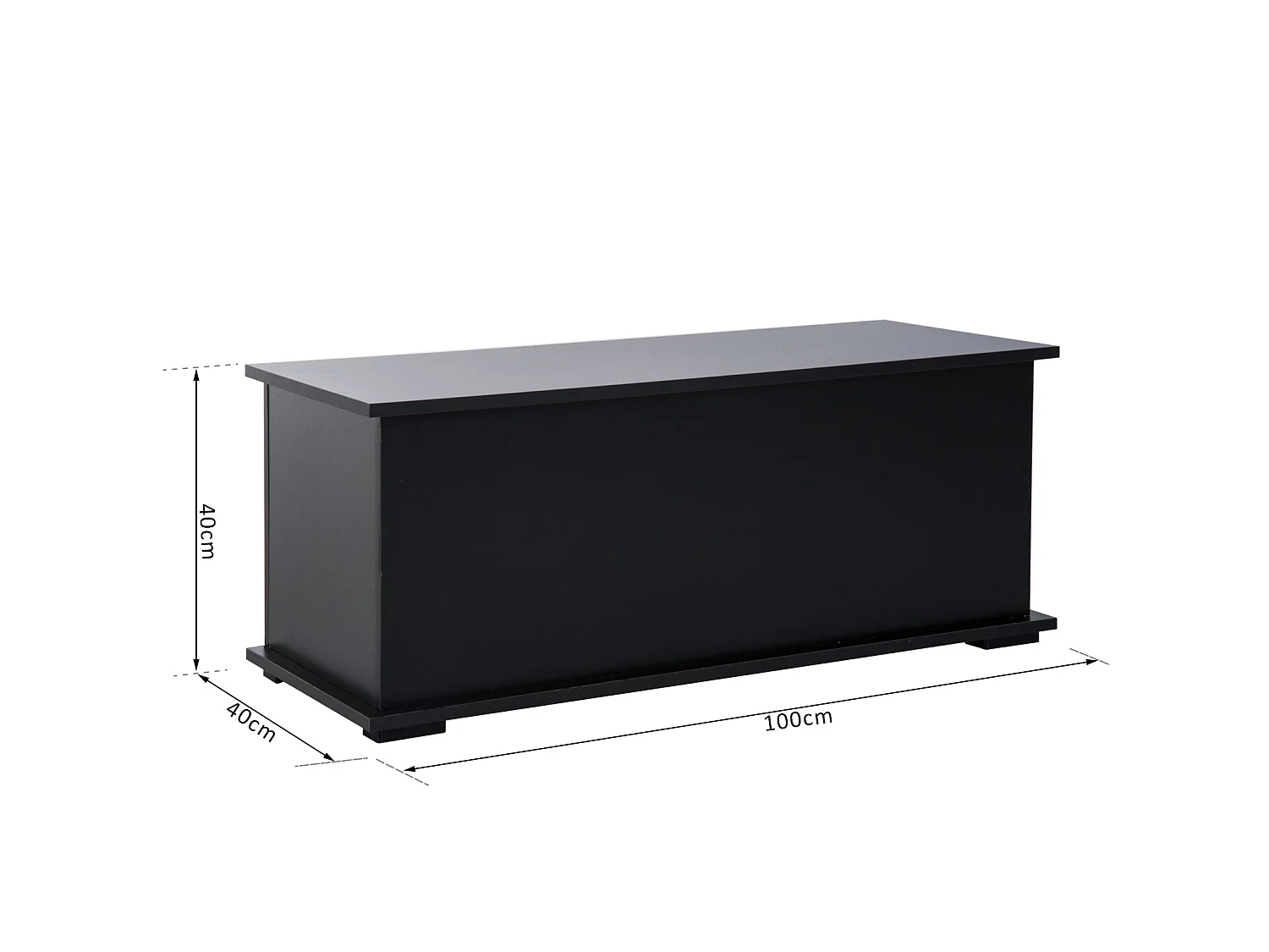 Leretteo Black Large 113L Storage Chest with Flip Top Lid and Safety Hinges