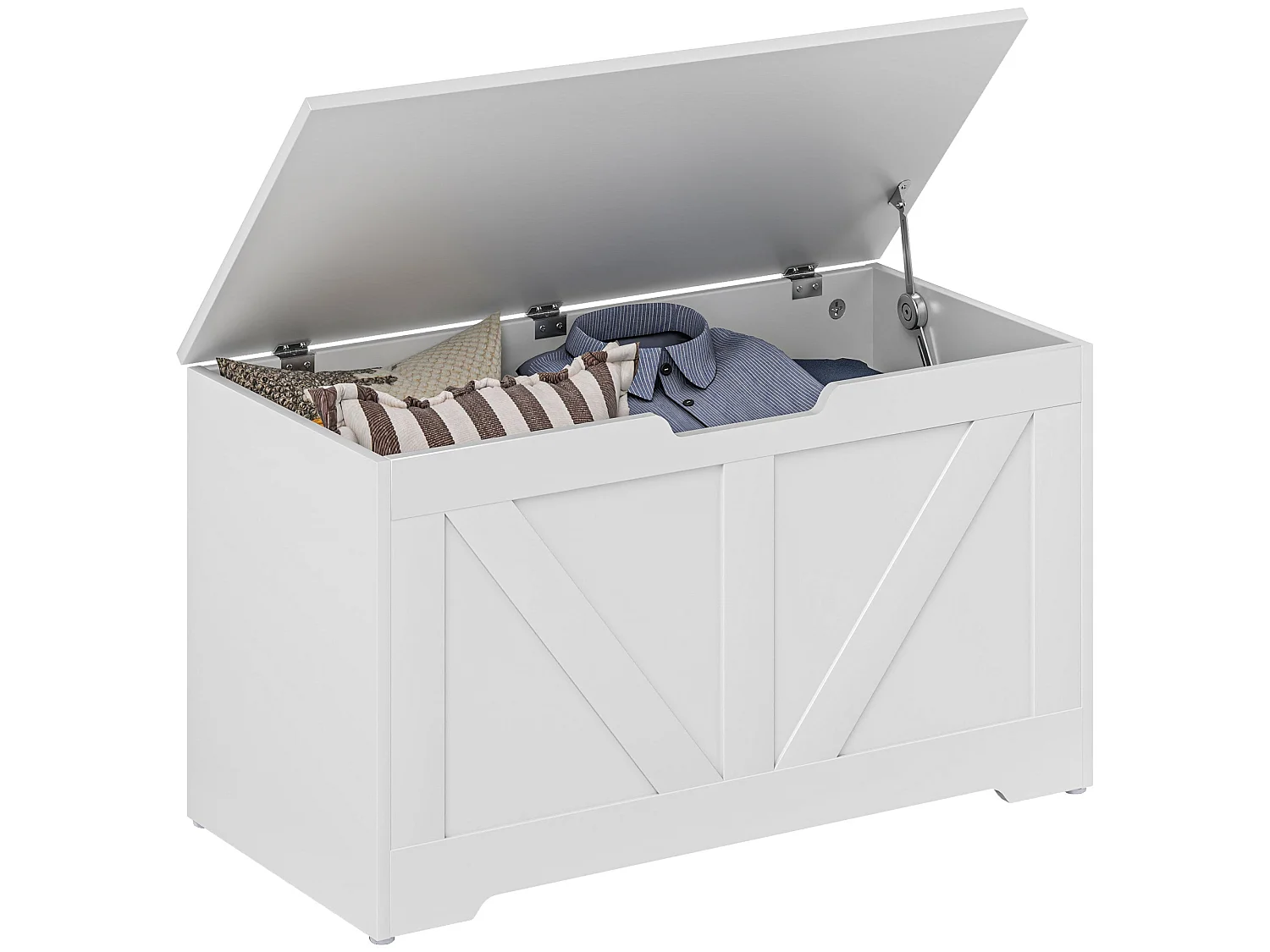Kamari White Wood Effect Storage Chest 100 Litre Safety Hinges