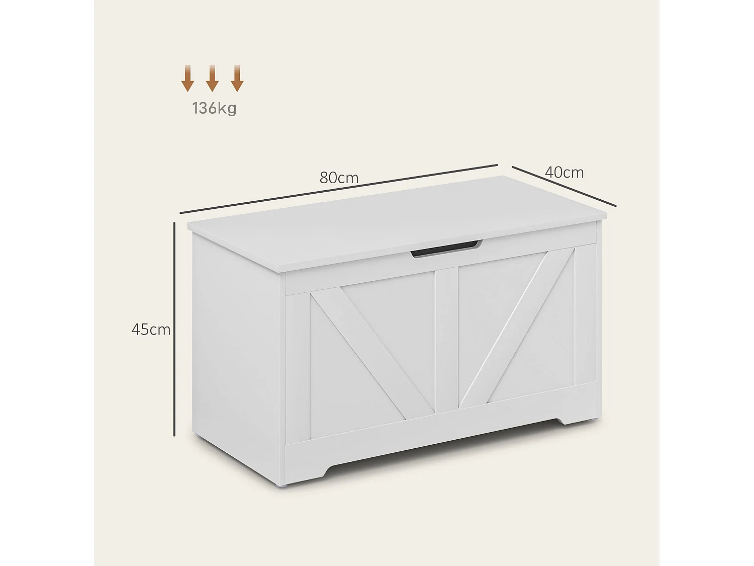 Kamari White Wood Effect Storage Chest 100 Litre Safety Hinges