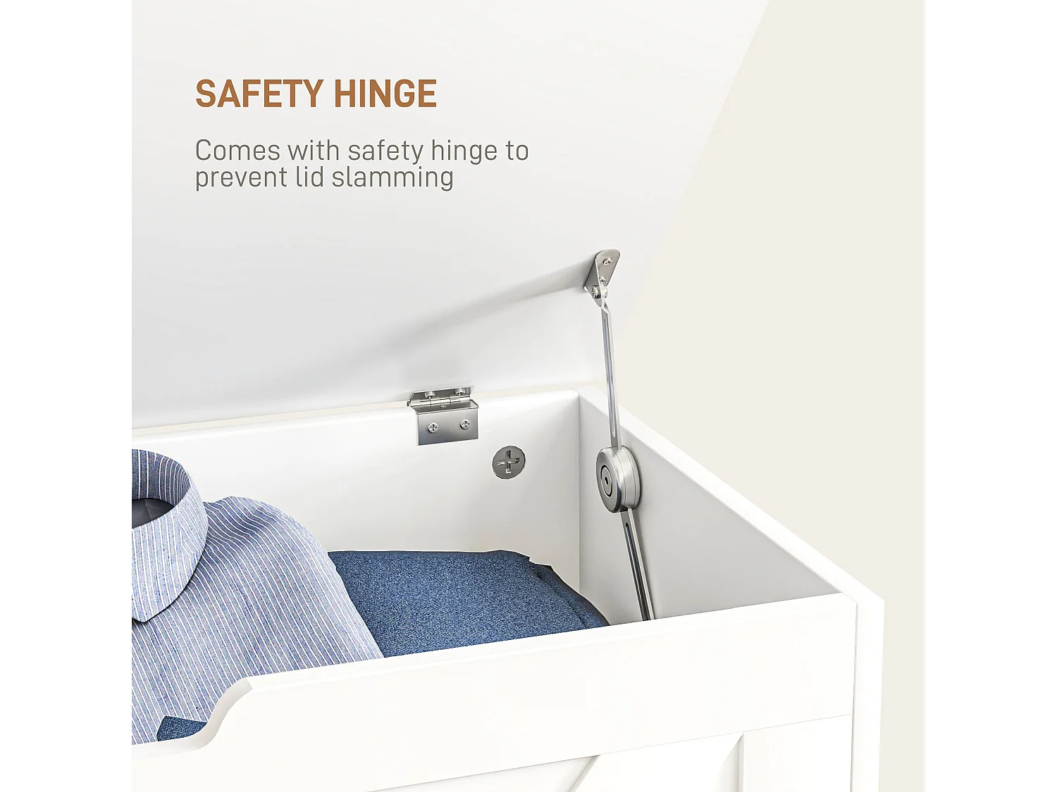 Kamari White Wood Effect Storage Chest 100 Litre Safety Hinges
