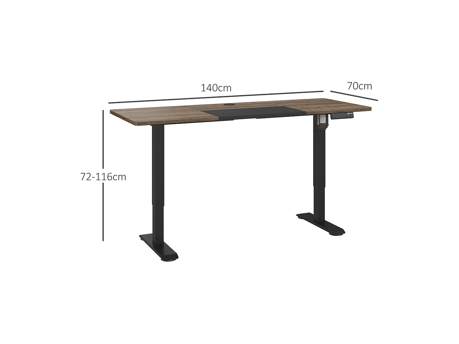 Moratti 140 x 70cm Electric Height Adjustable Desk Teak Top and Black Powder Coated Frame