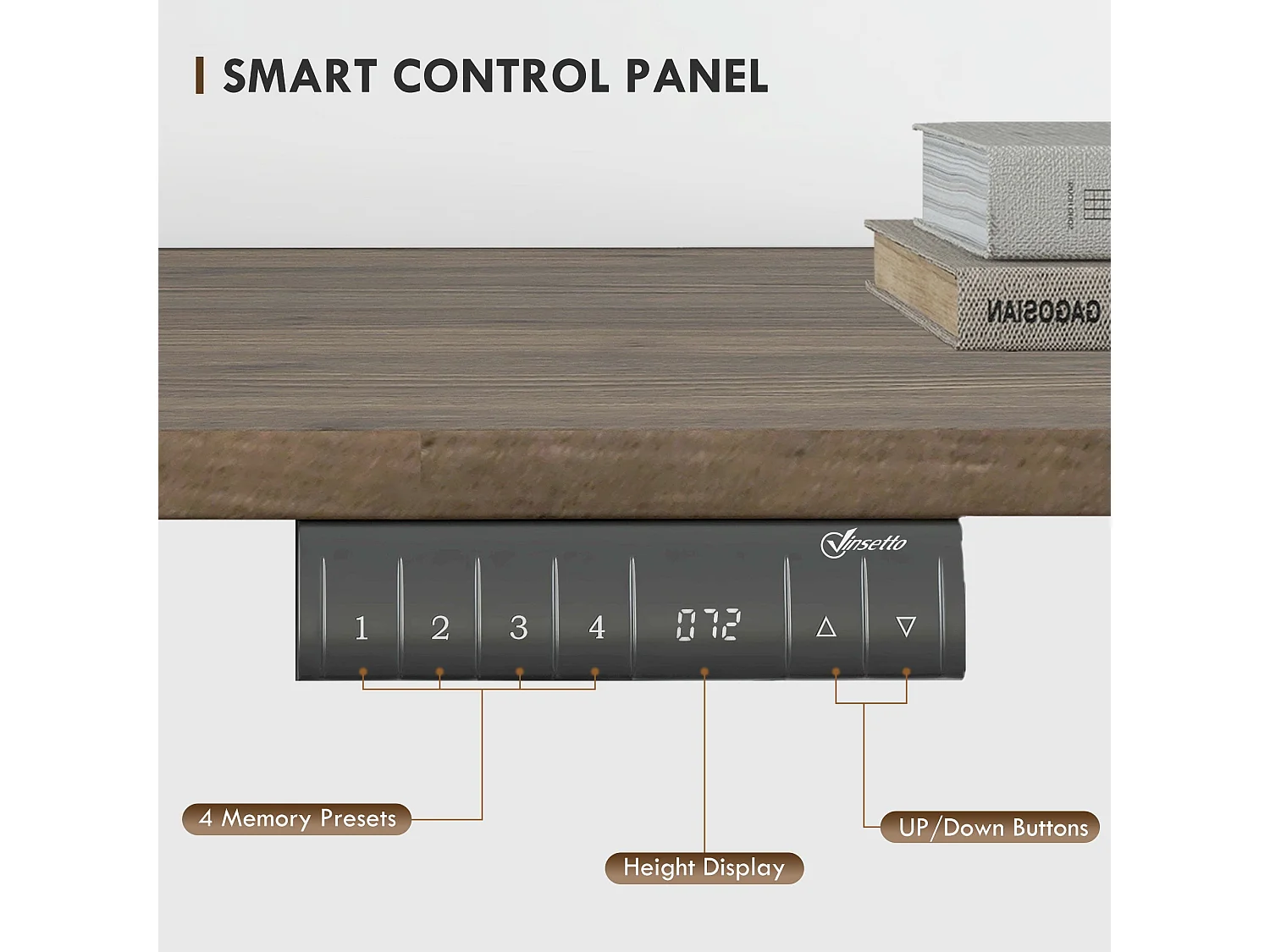 Moratti 140 x 70cm Electric Height Adjustable Desk Teak Top and Black Powder Coated Frame