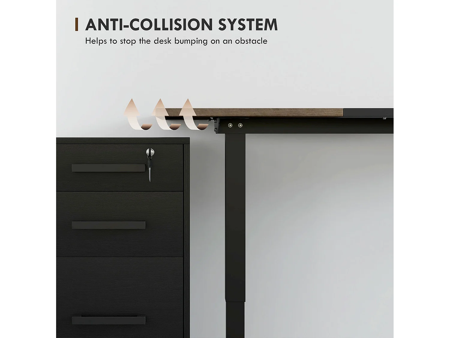 Moratti 140 x 70cm Electric Height Adjustable Desk Teak Top and Black Powder Coated Frame