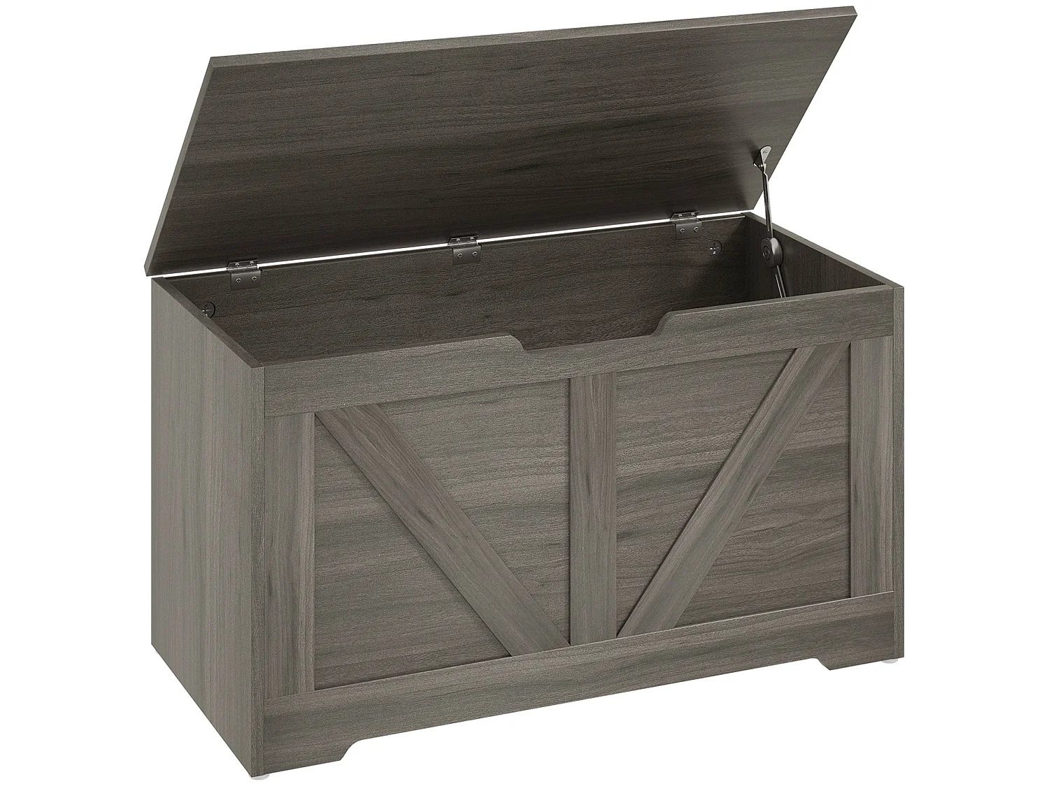 Cosoli 100L Charcoal Grey Wood Effect Storage Chest with Safety Hinges