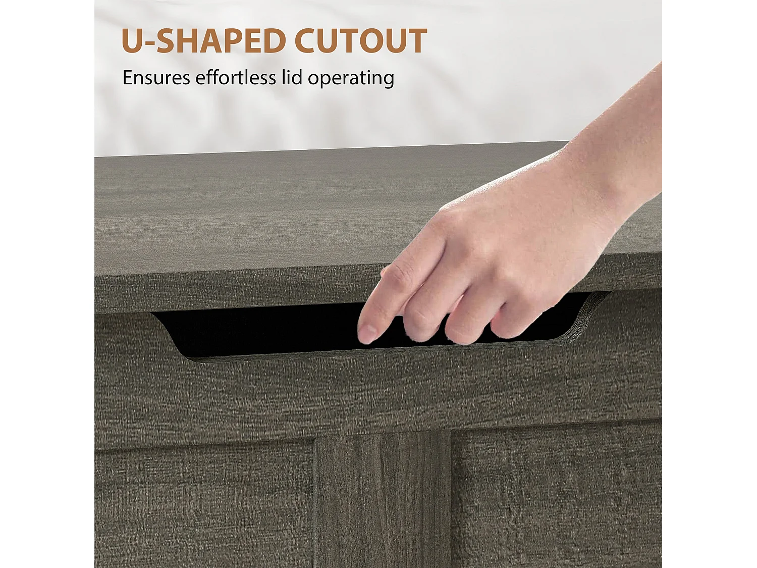 Cosoli 100L Charcoal Grey Wood Effect Storage Chest with Safety Hinges