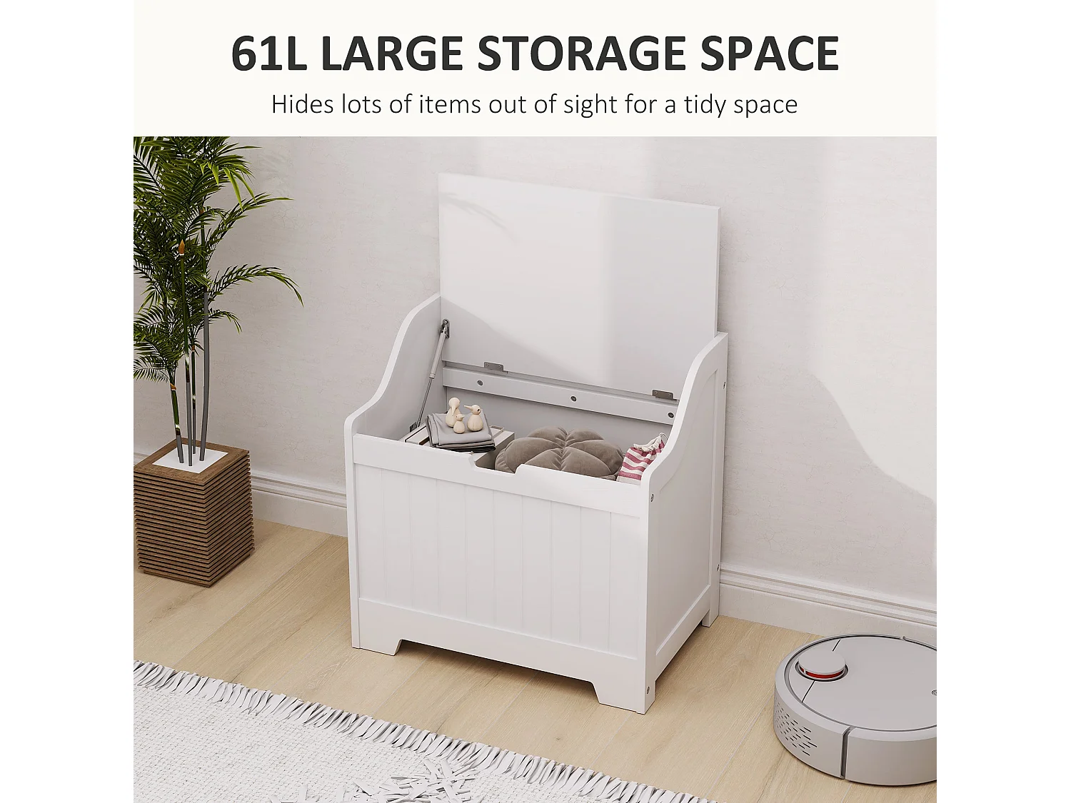 Talolo White Storage Chest 61L MDF Toy and Blanket Box