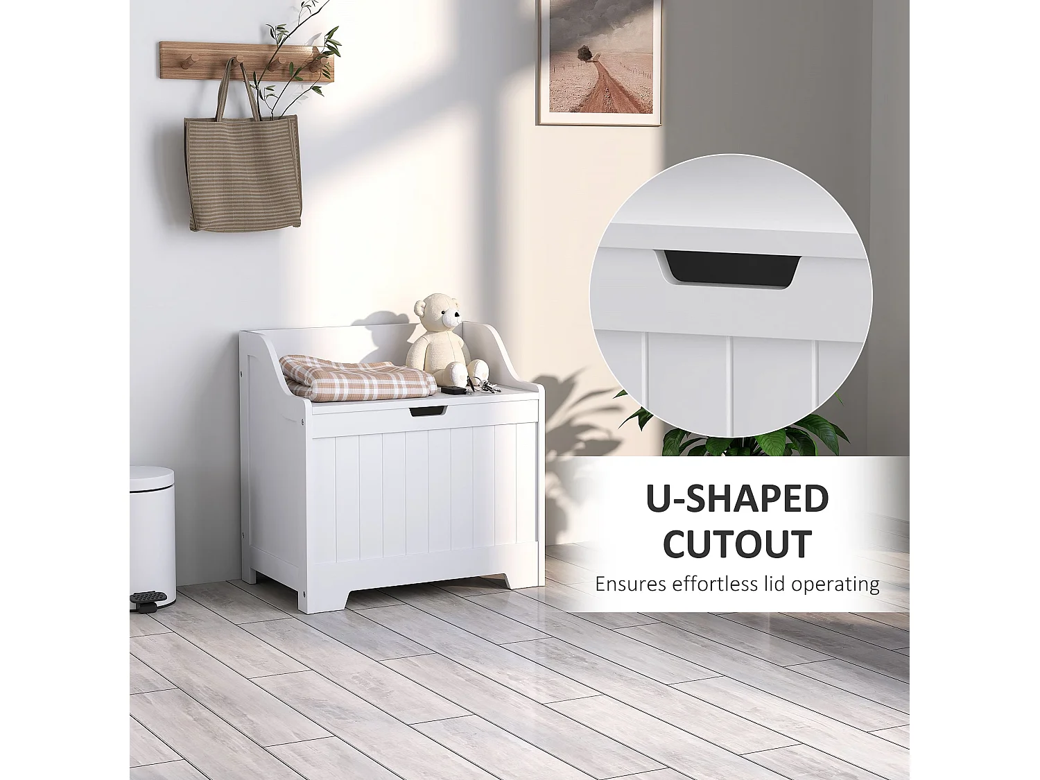 Talolo White Storage Chest 61L MDF Toy and Blanket Box