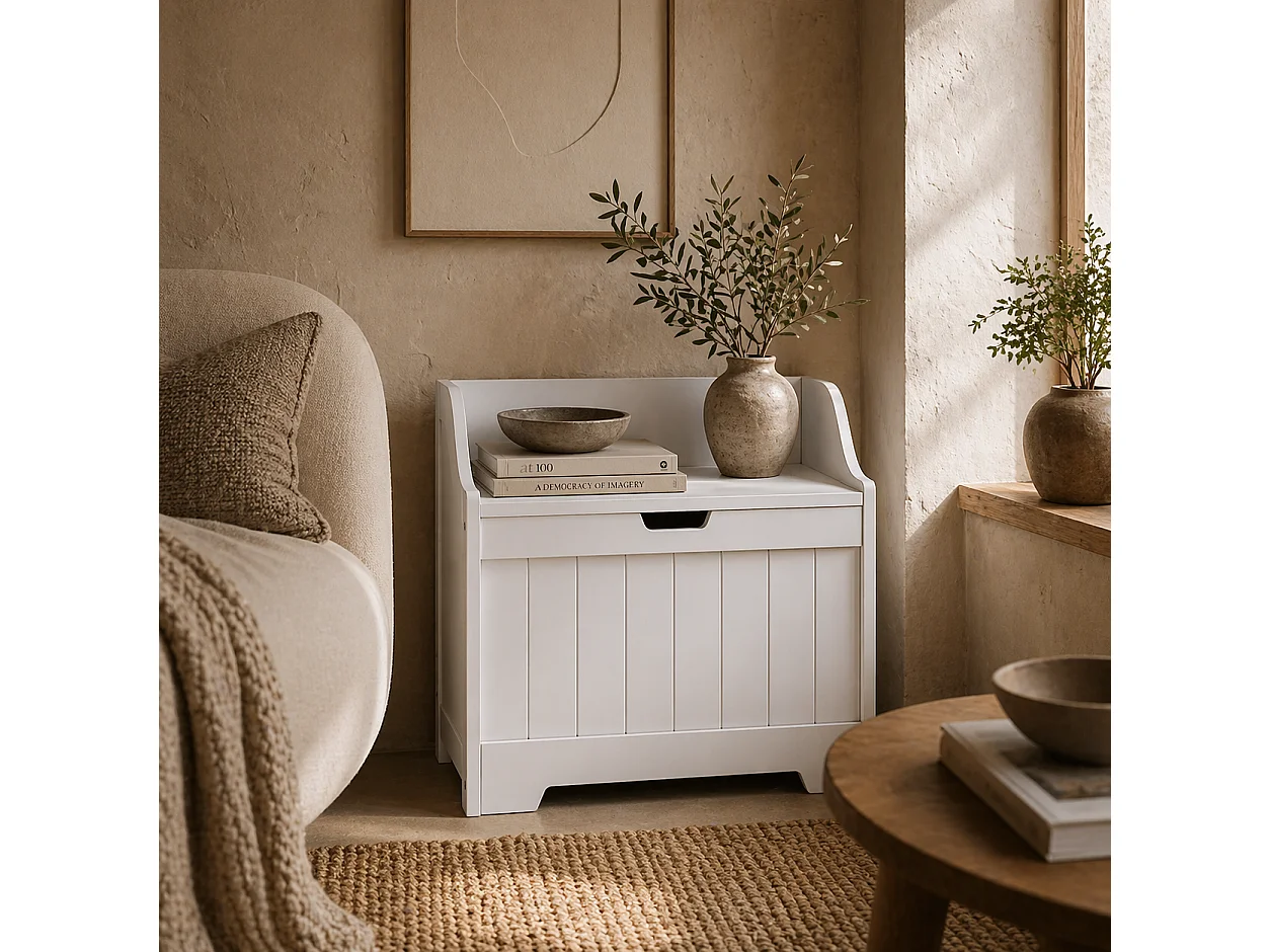 Talolo White Storage Chest 61L MDF Toy and Blanket Box