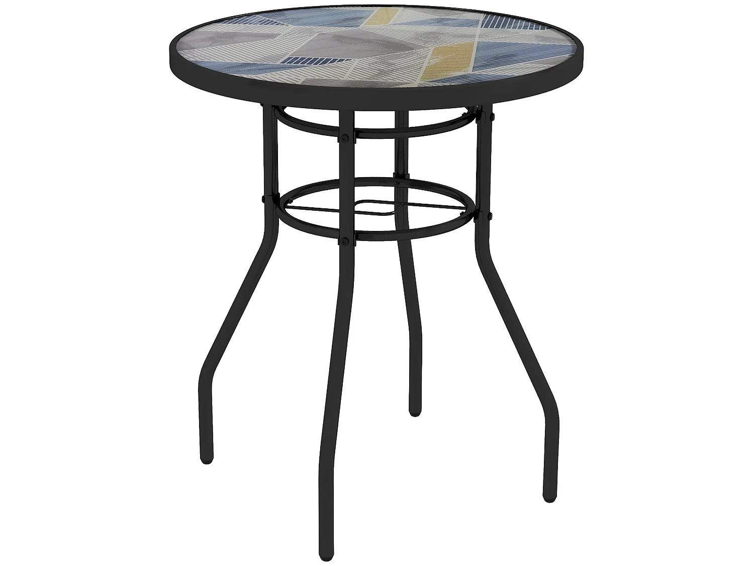 Bahavi Multicolour Tempered Glass Bistro Table 60cm