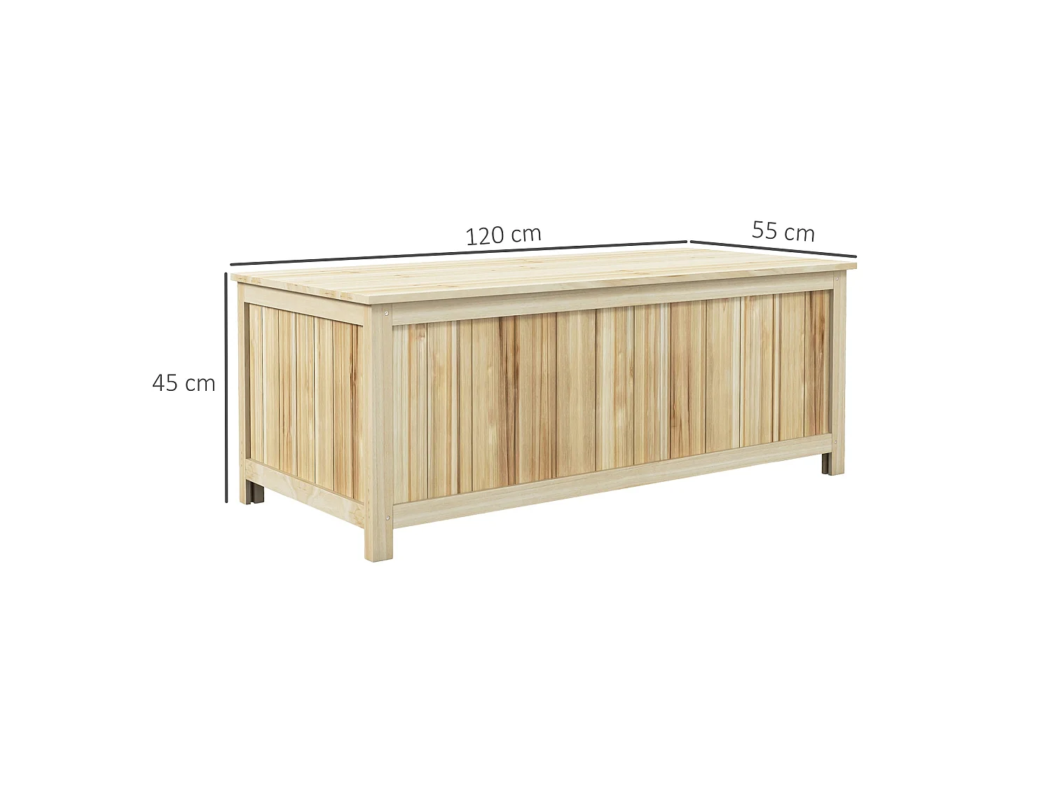 Mavise Safi Natural Fir Wood Panelled Outdoor Cushion Storage Box 172 Litre