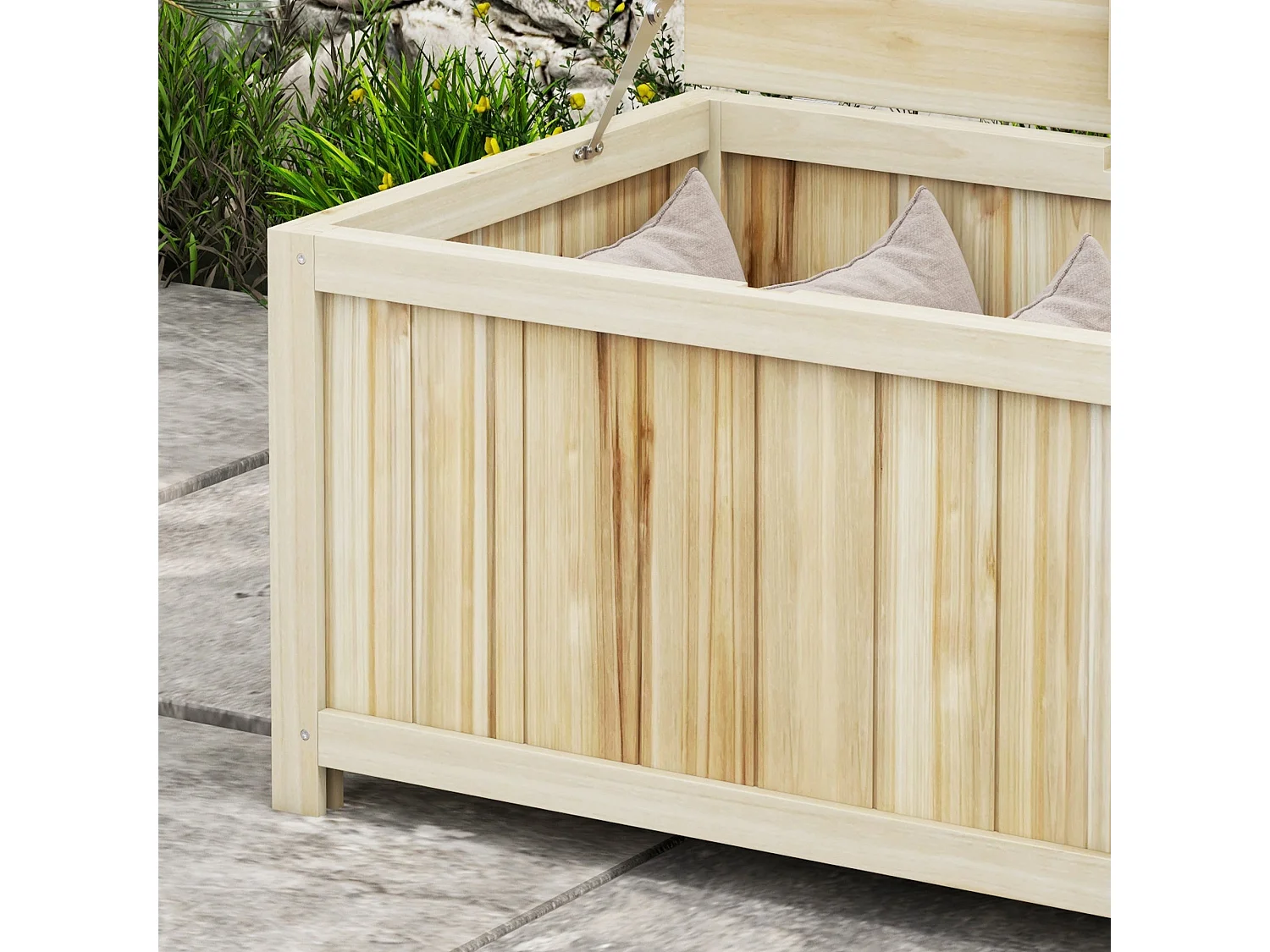 Mavise Safi Natural Fir Wood Panelled Outdoor Cushion Storage Box 172 Litre