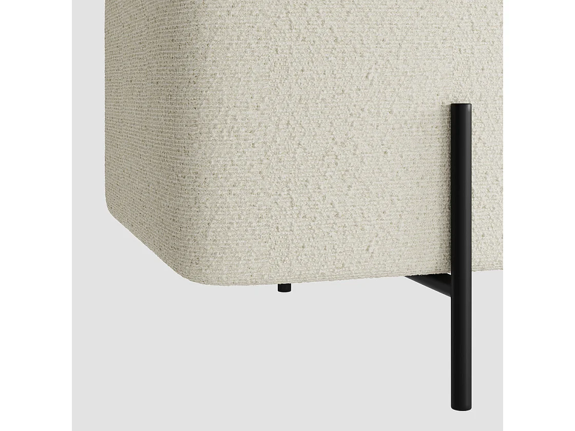 Elowen Rectangle Storage Ottoman Bench Ivory Bouclé Black Metal Legs