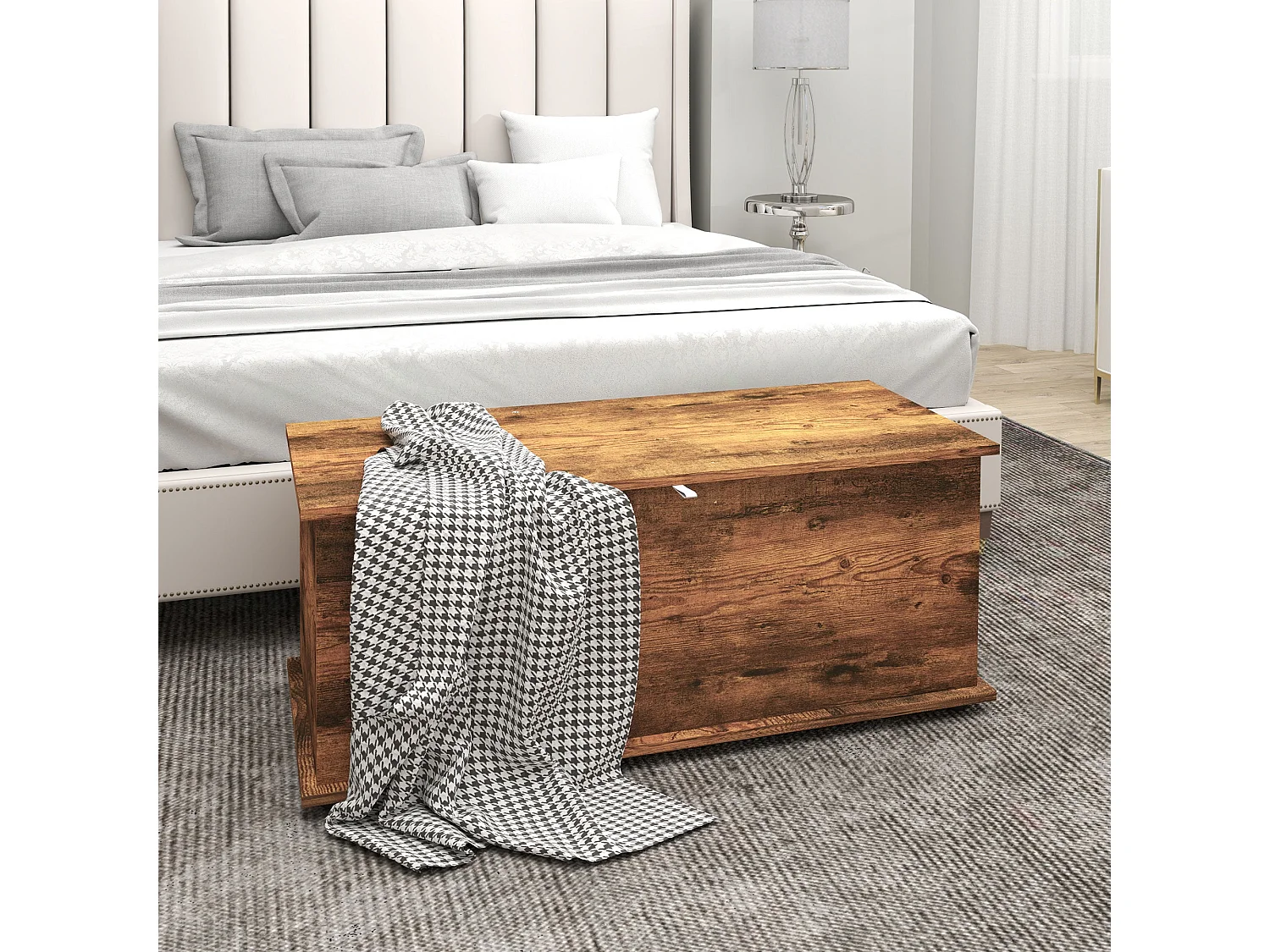 Nomo Malu Rustic Brown Storage Trunk 113L Flip Top Chest with Safety Hinges