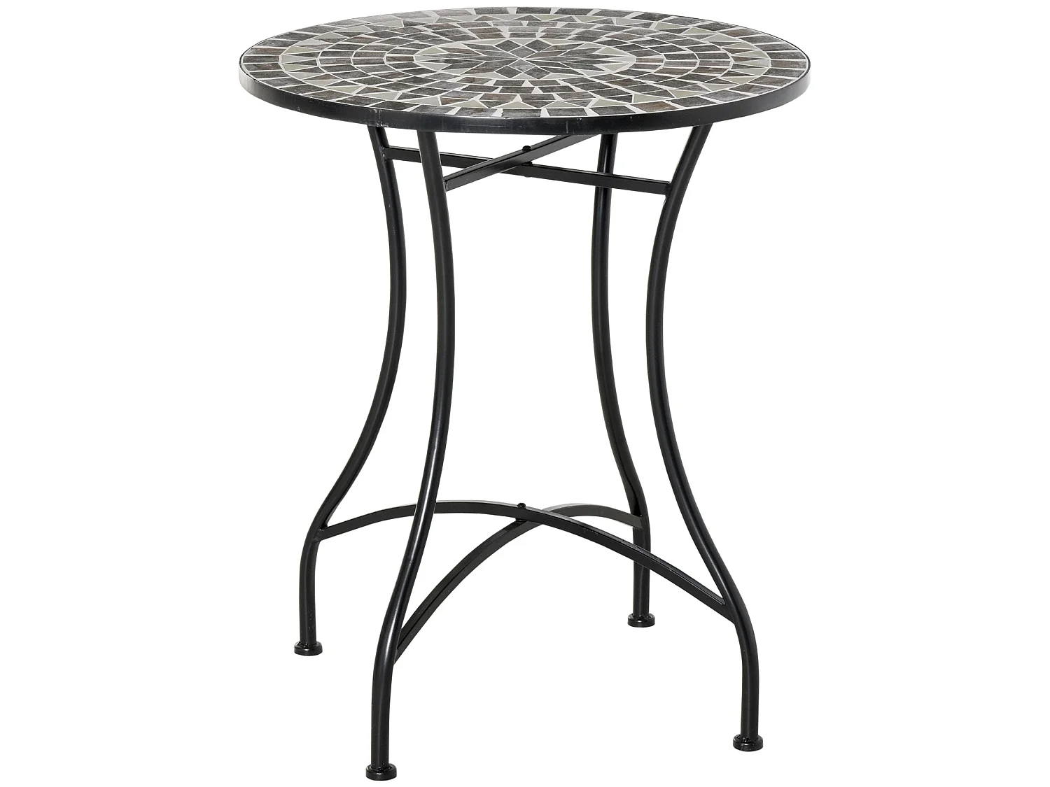 Sesori 60cm Round Mosaic Garden Table Ceramic Top and Powder Coated Metal Frame