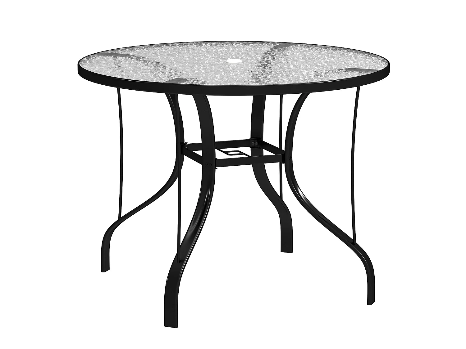 Reka 96.5cm Round Glass Outdoor Dining Table with Parasol Hole