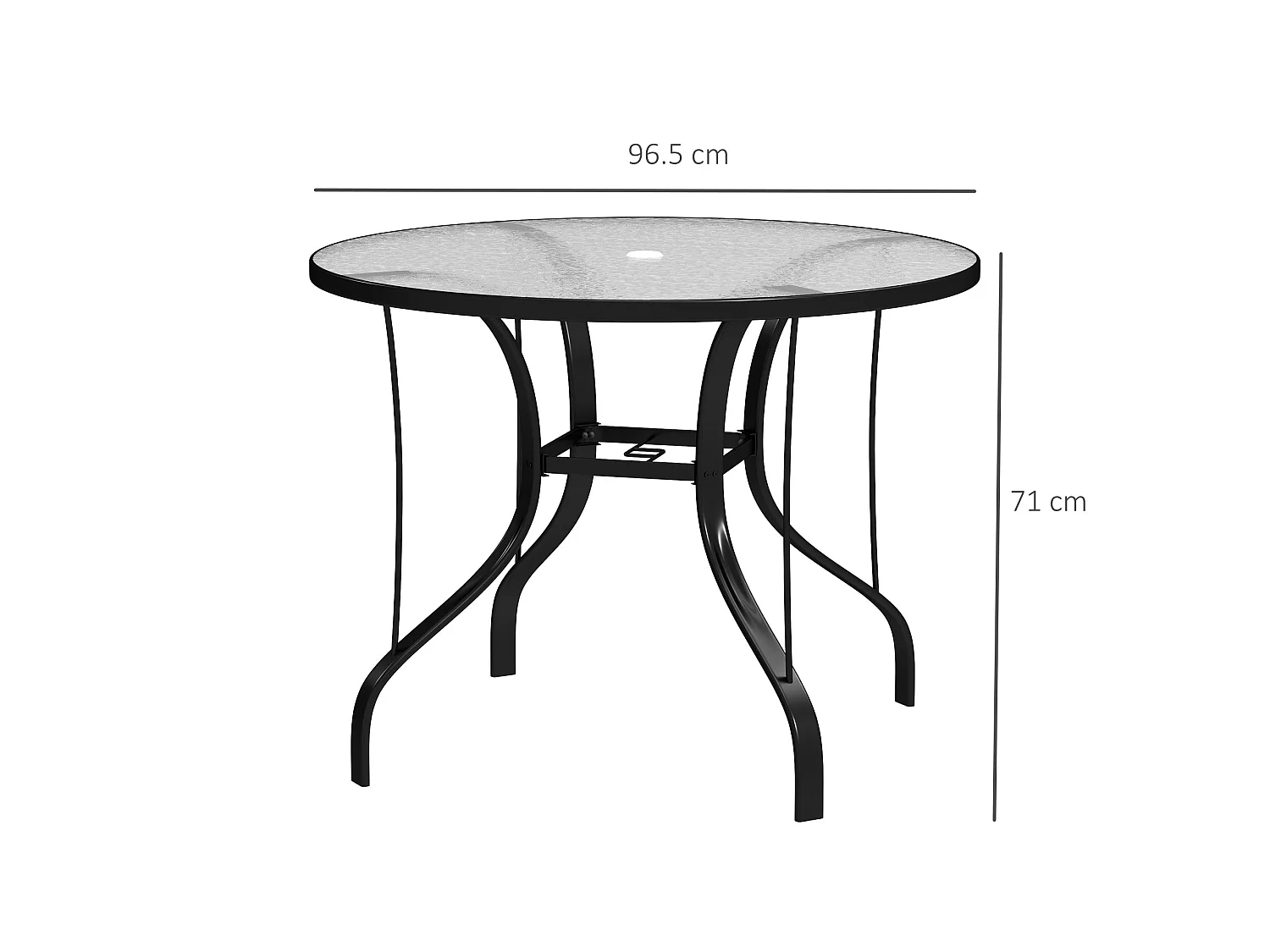 Reka 96.5cm Round Glass Outdoor Dining Table with Parasol Hole