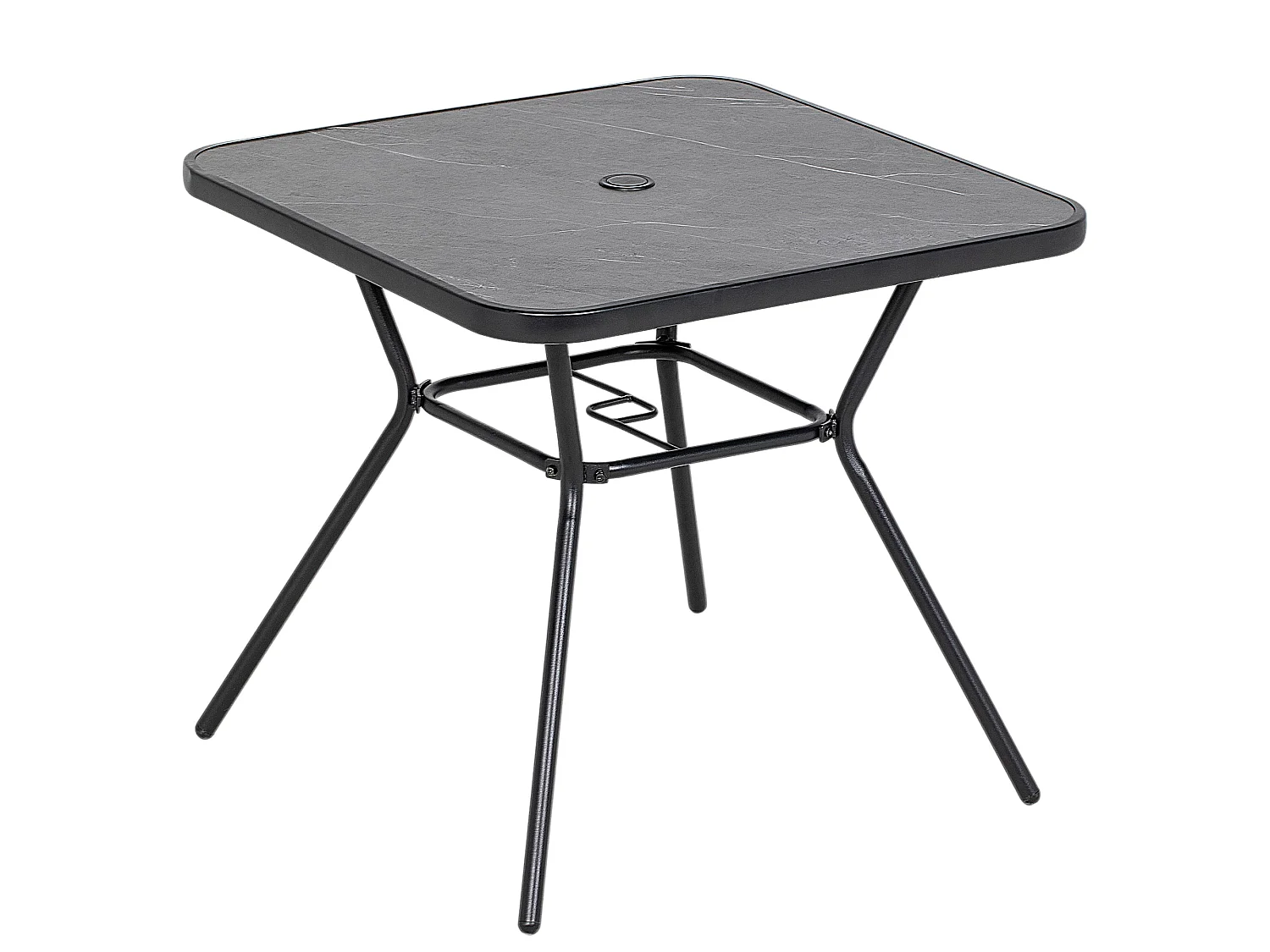 Nana 80x80cm Square Bistro Table Marble Effect Top with Umbrella Hole