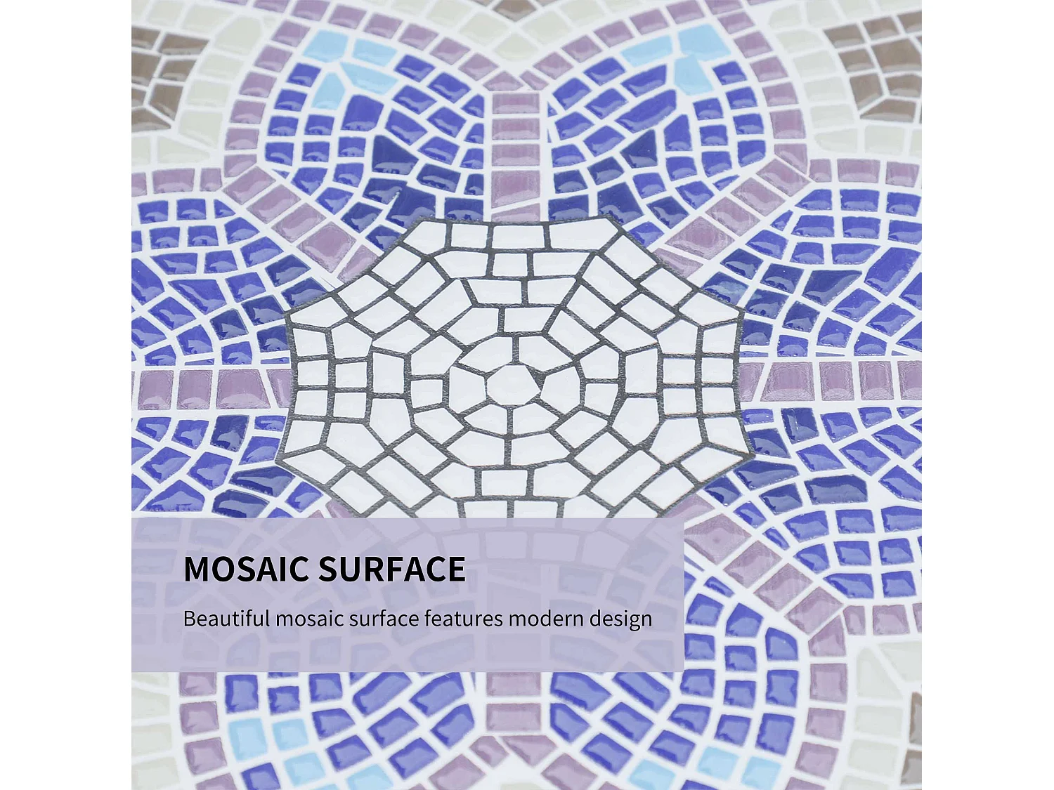 Makema Ceramic Blue and White 60cm Round Mosaic Outdoor Bistro Table