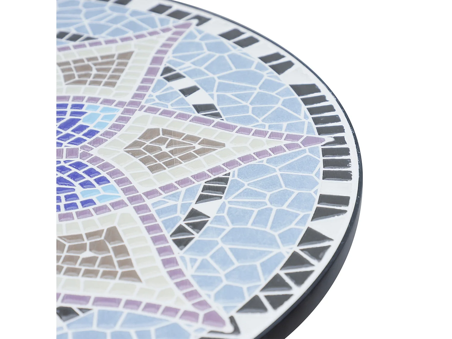Makema Ceramic Blue and White 60cm Round Mosaic Outdoor Bistro Table