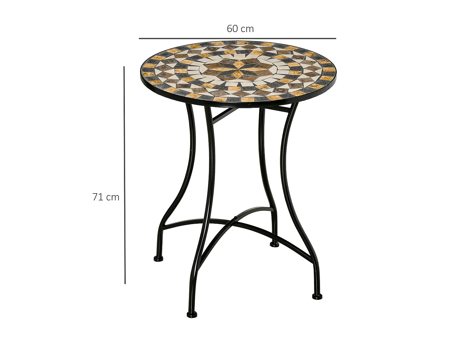 Nabaha 60cm Round Mosaic Ceramic Outdoor Bistro Table Grey
