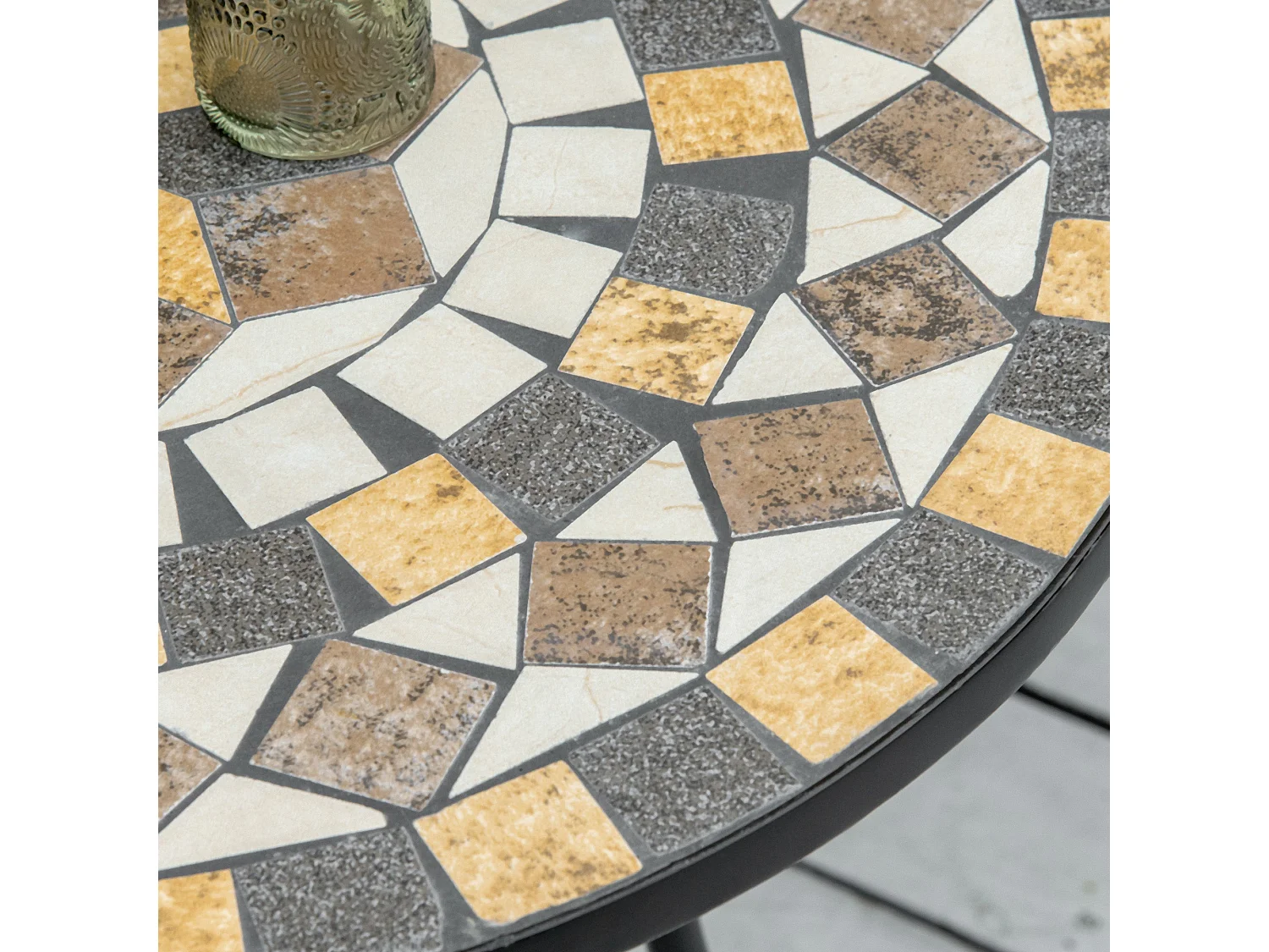 Nabaha 60cm Round Mosaic Ceramic Outdoor Bistro Table Grey