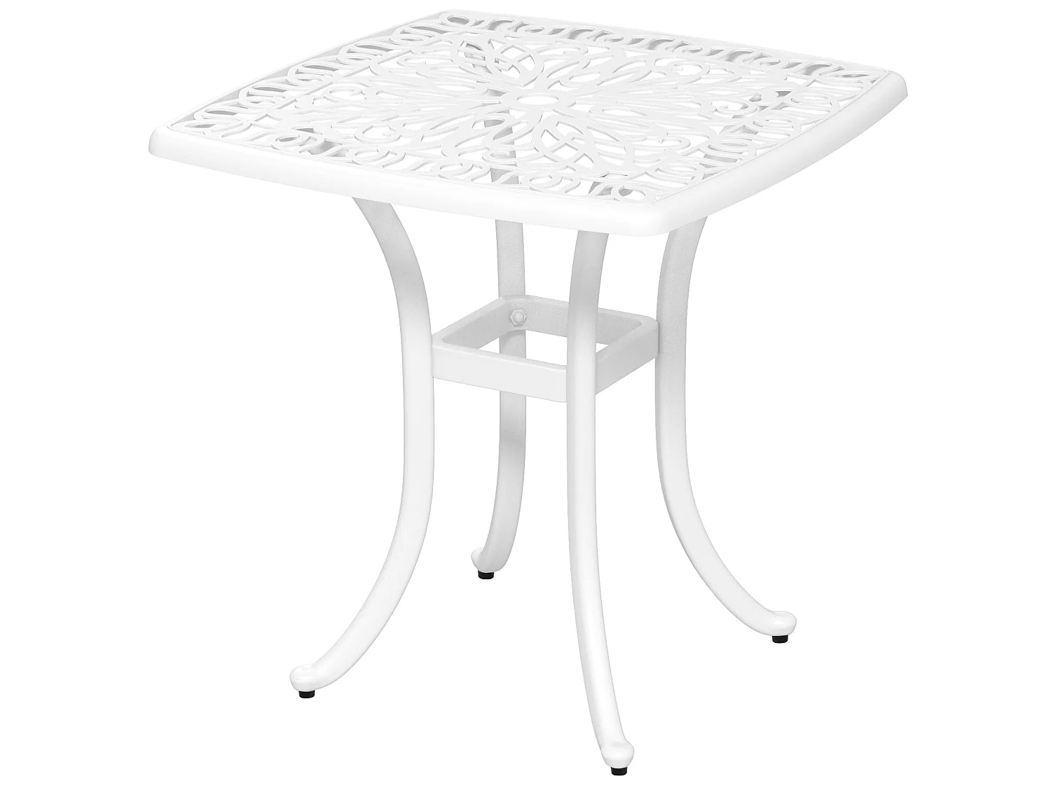 Zisu White Cast Aluminium Square Bistro Table with Umbrella Hole