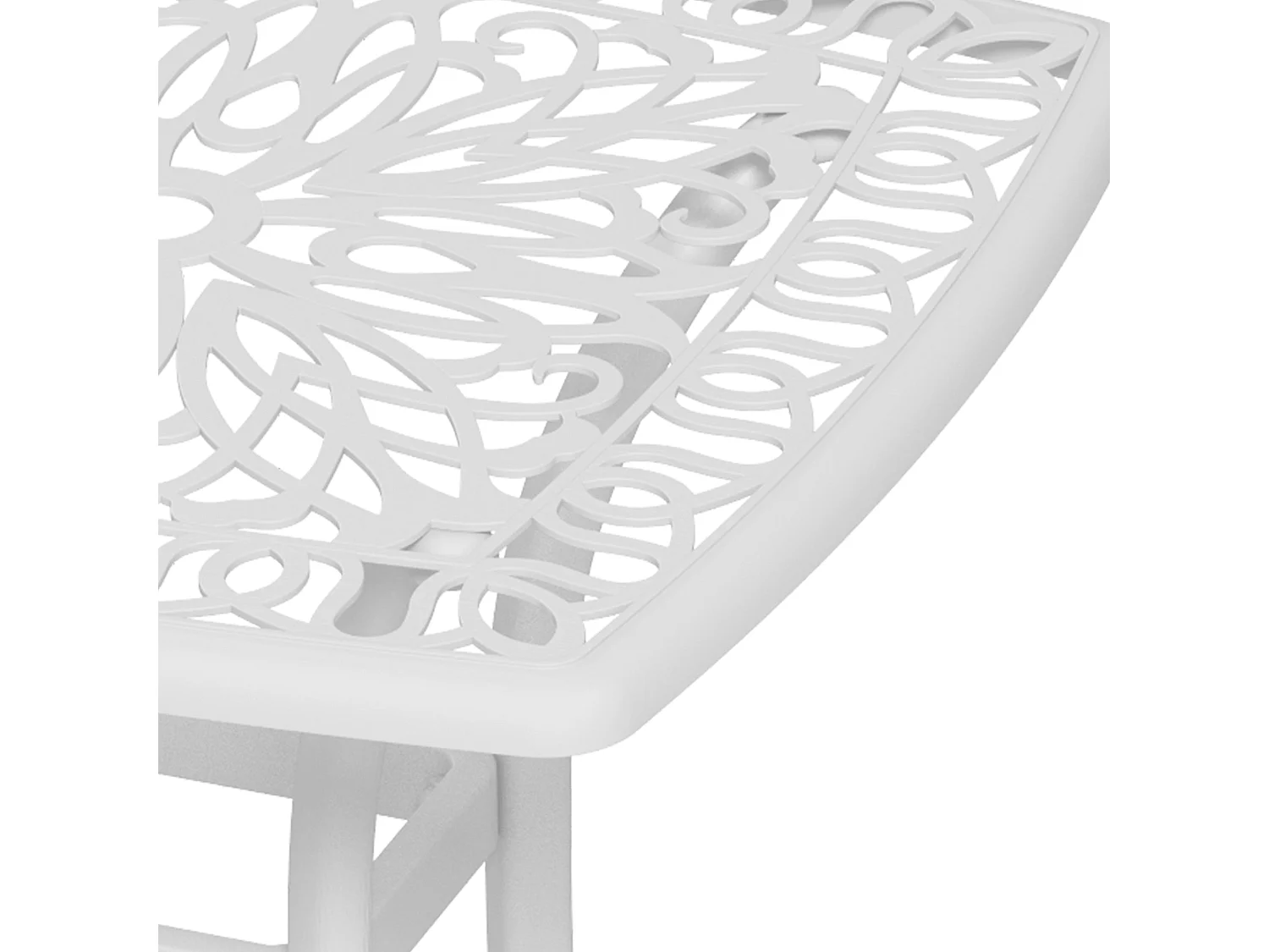 Zisu White Cast Aluminium Square Bistro Table with Umbrella Hole