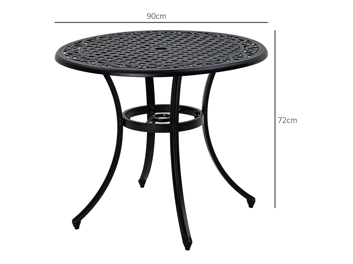 Tanodo 4 Seater 90cm Round Aluminium Garden Table with Parasol Hole
